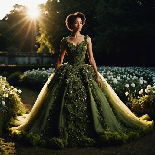 Mixed Race Model in Floral Gown