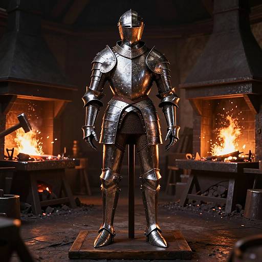 Glowing Mithril Armor in Medieval Forge