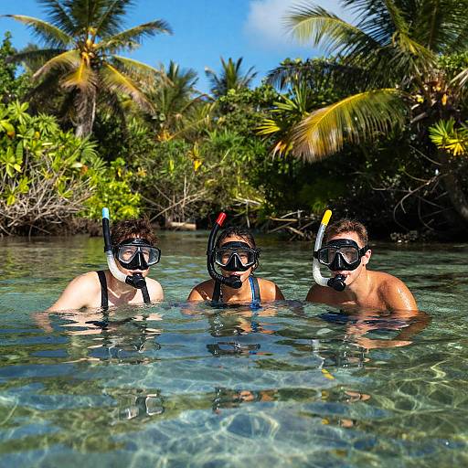Snorkelers in Tropical Lagoon Paradise