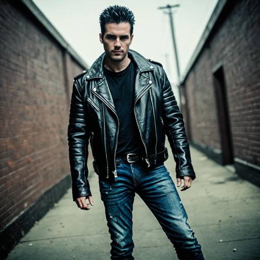 Man in Black Leather Jacket and Denim Jeans
