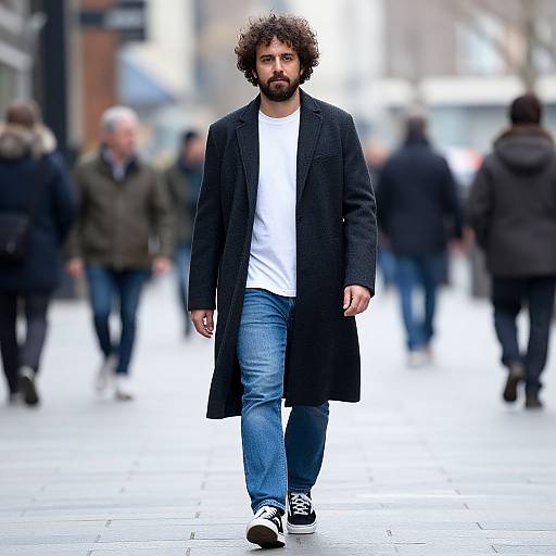 Man Walking in Urban Street Photo