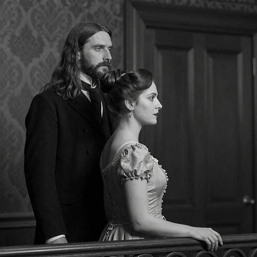 Dramatic Victorian Couple High-Contrast Portrait