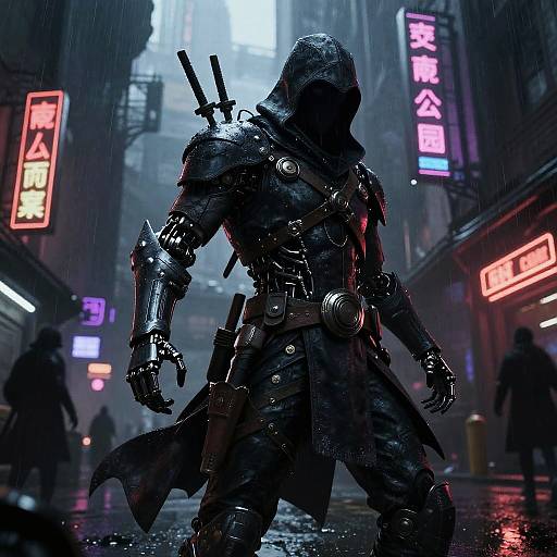 Cybernetic Assassin in Dystopian City