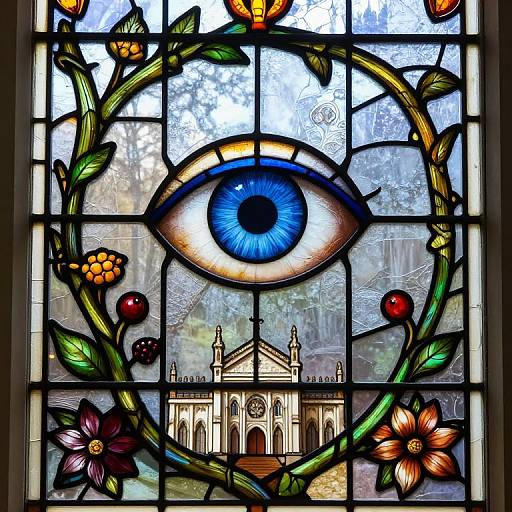 Stained Glass Window with Giant Eye