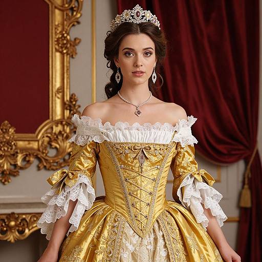 Regal 18th-Century Elegant Woman Portrait