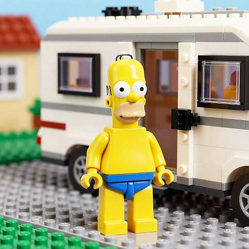 Realistic LEGO Homer Simpson Scene