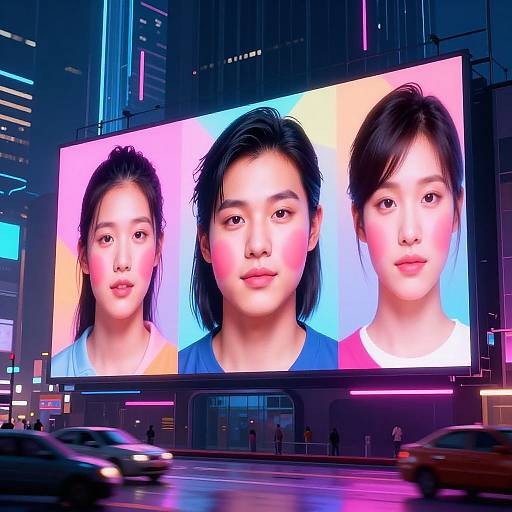 Futuristic City with AI Fat Filter Ads