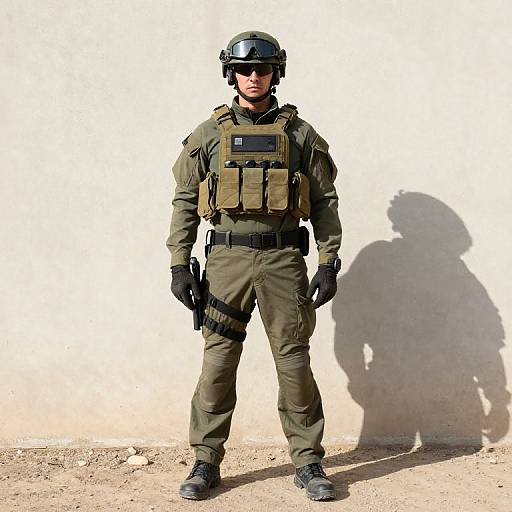 Serious Male Soldier in Tactical Gear