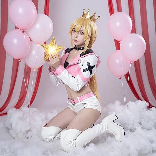 Blonde Cosplayer in Cloudy Fantasy