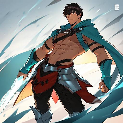 Illustration of Arash (fate), fate (series) in the style of Less