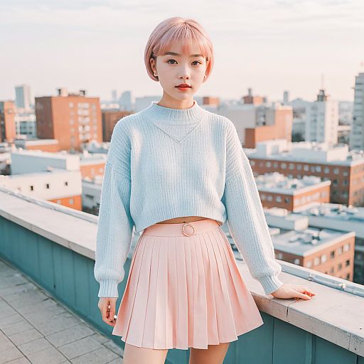 Kawaii Fashion on an Urban Rooftop