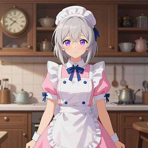 Anime Maid in Vintage Kitchen