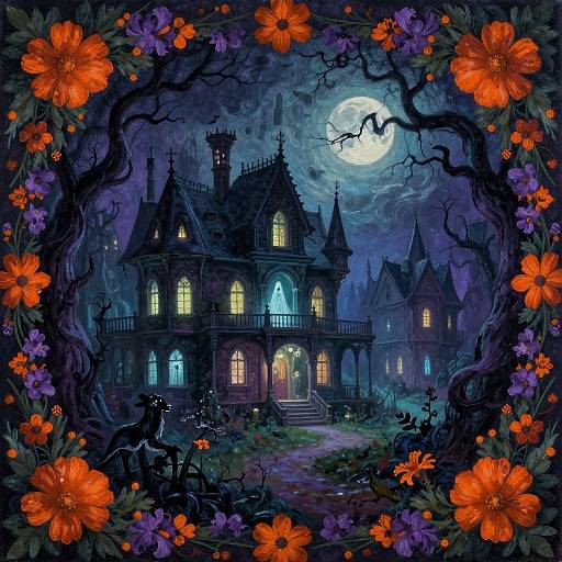 Haunted Village Oil Painting Scene