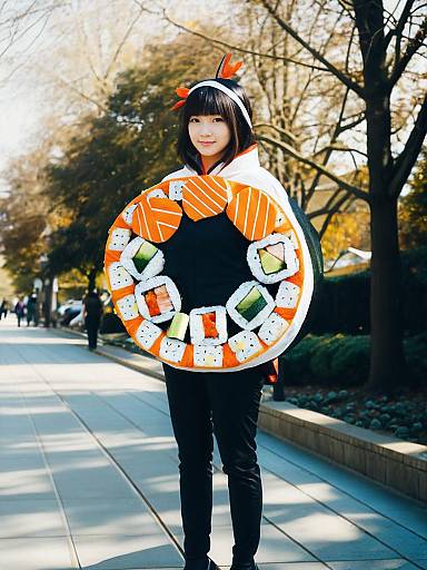 Person Wearing Sushi Roll Costume Outdoors