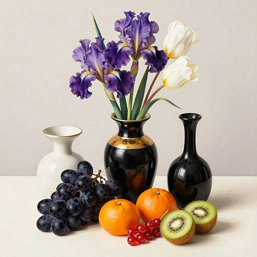 Art Deco Still Life with Vase and Fruit