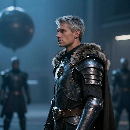 Futuristic Warrior in Metallic Armor