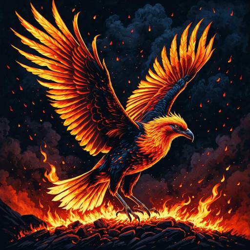 Majestic Fire Bird in Twilight Flames