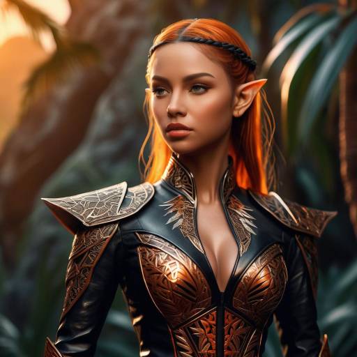 Elven Warrior with Red Hair in Ornate Armor