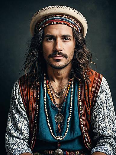 Man in Bohemian Style Outfit Portrait