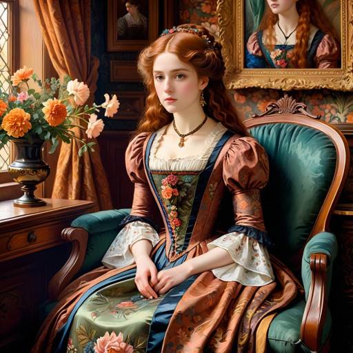 Victorian Lady in a Floral Parlor