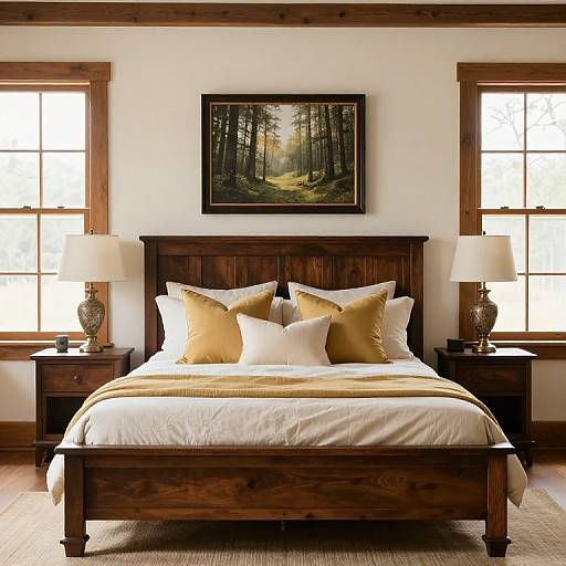 Cozy Rustic Bedroom with Dark Wood
