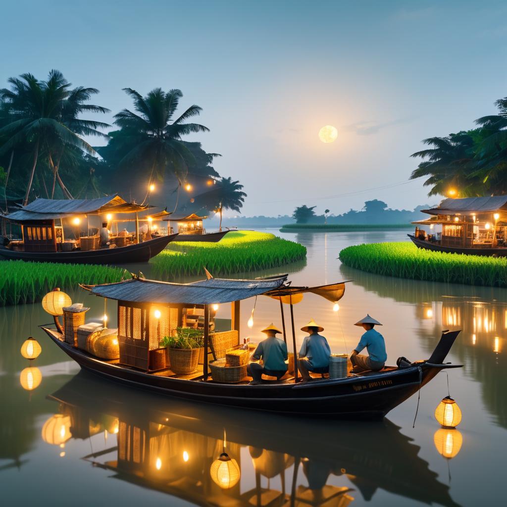 Tranquil Fishing Scene on Mekong River