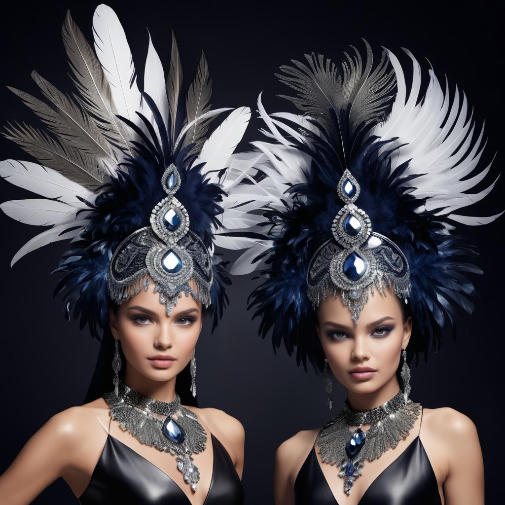 Elaborate Headpieces with Feathers and Metal