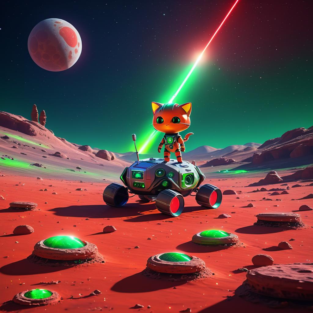 Friendly Alien Cat on the Moon