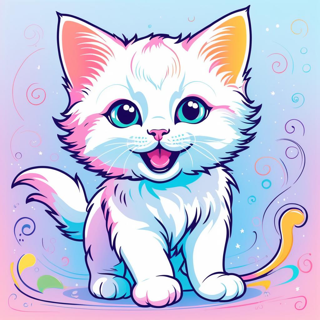 Cheerful Vector Art of a Kitten