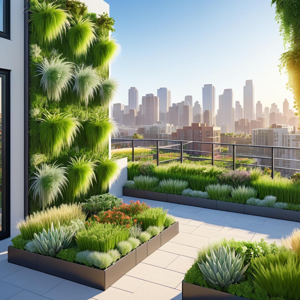 Urban Rooftop with Living Wall Features