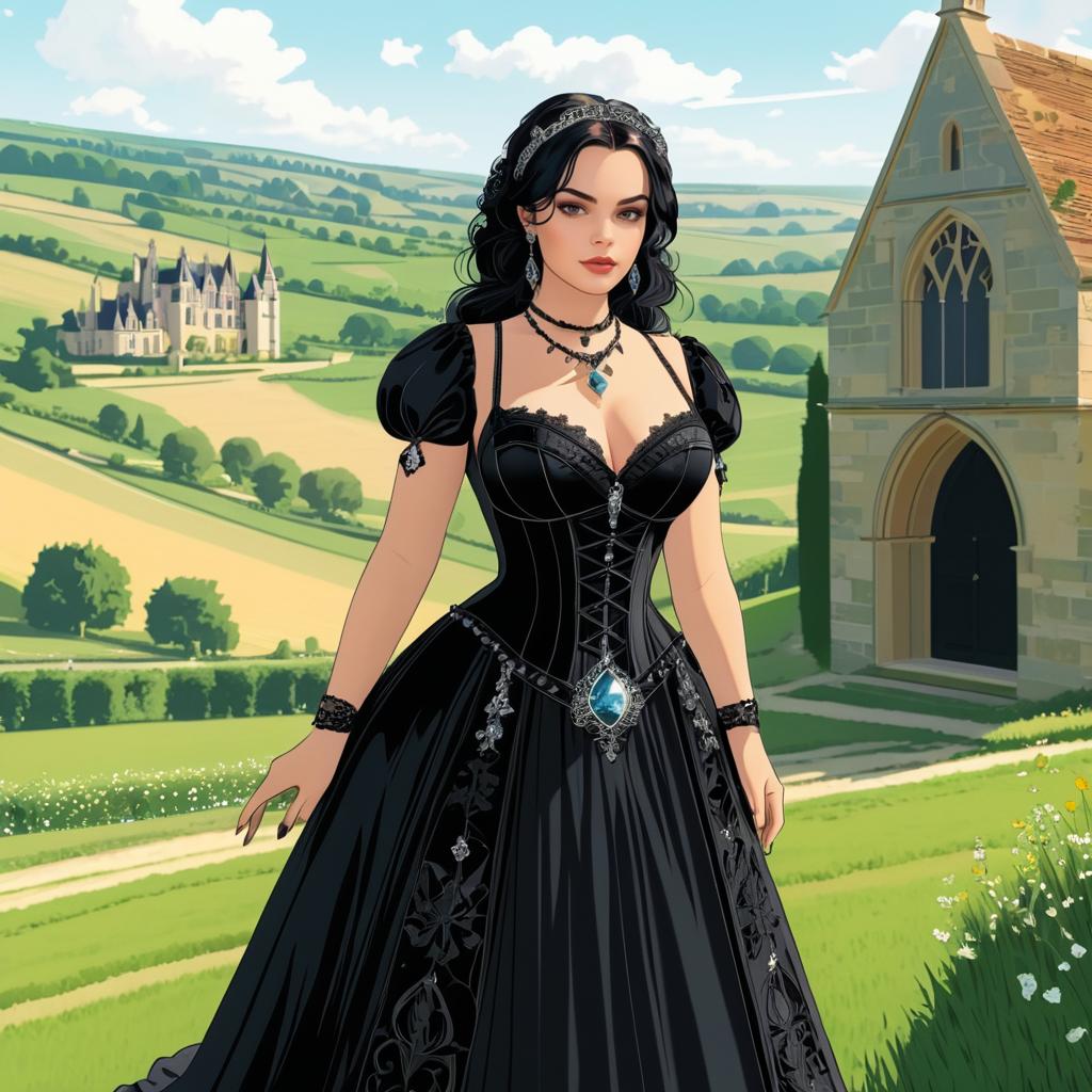 Gothic Beauty in Sunny Countryside