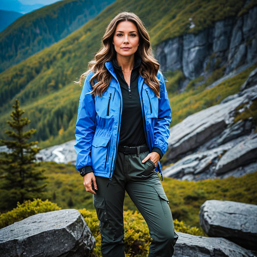 Confident Hiker Woman Against Electric Blue