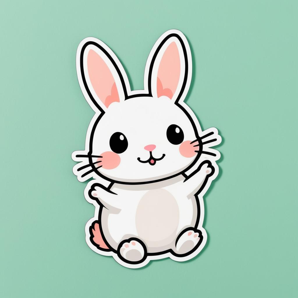 Whimsical Funny Rabbit Sticker Design