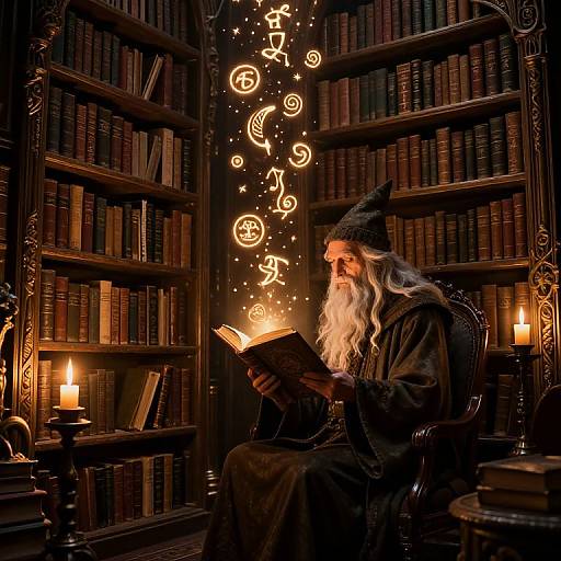 Enchanted Library with Mystic Ambiance