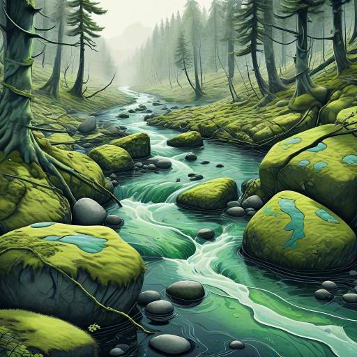 Whimsical Tim Burton River Illustration