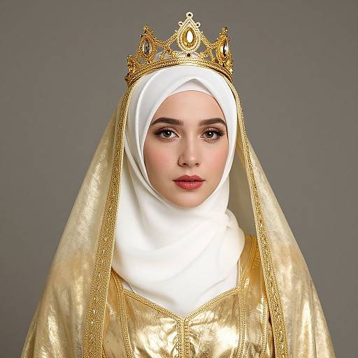 Woman in Gold Costume and Crown