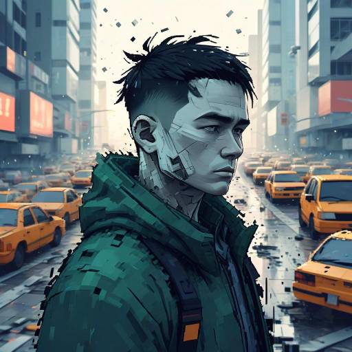 Worried Wojak in Chaotic Cityscape