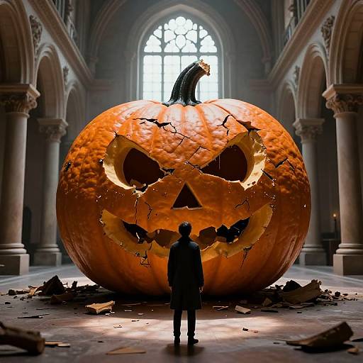 Contemplation Before the Cracked Pumpkin