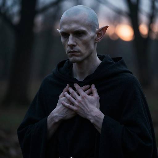 Mysterious Cloaked Man in Twilight