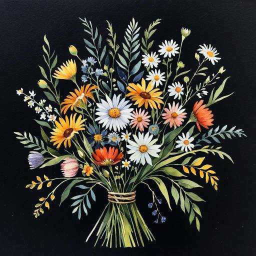 Elegant Watercolor Bouquet of Wildflowers