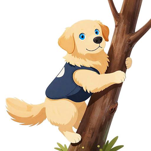 Minimalist Ghibli-Style Sporty Golden Retriever