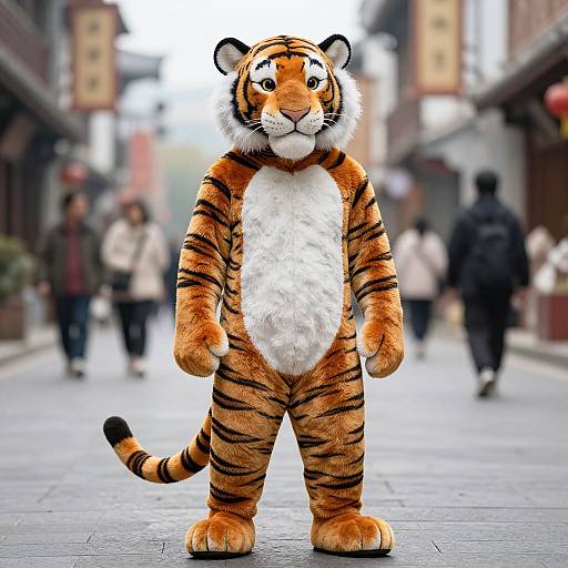 Tigress in Tiger Costume on Street