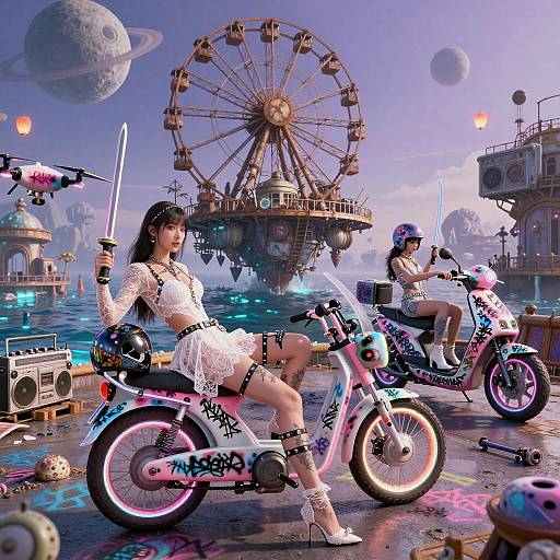 Cyberpunk Haute Couture Motorbike Gang Shoot