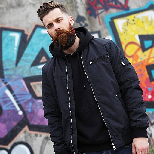 Trendy Hipster with Handlebar Beard