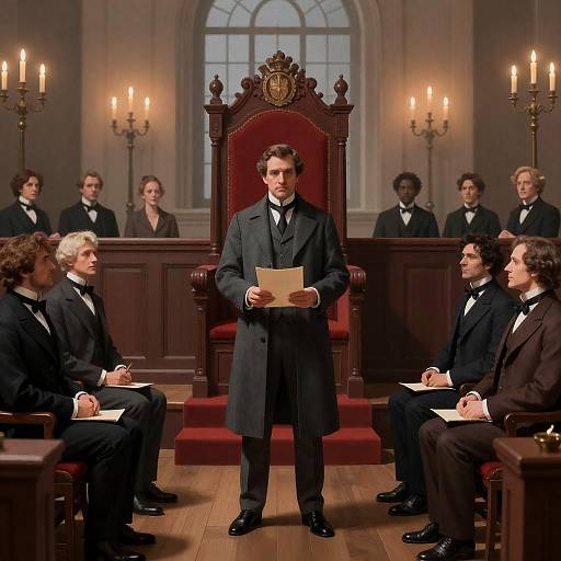 Dramatic Courtroom Scene Illustration