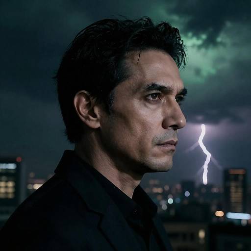 Intense Profile Amidst Dramatic Sky