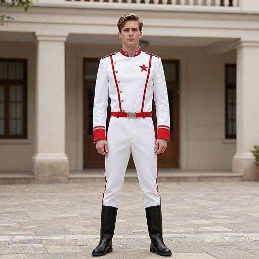 Man in Star-Themed Uniform