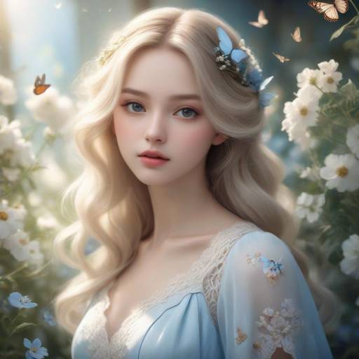 Beautiful Woman in Luxurious Garden Portrait