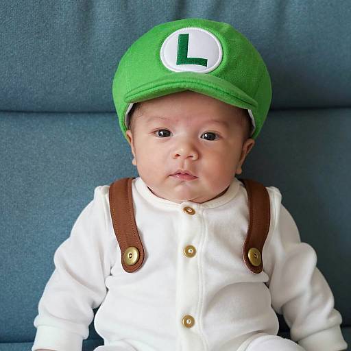 Adorable Newborn Luigi Costume Photo