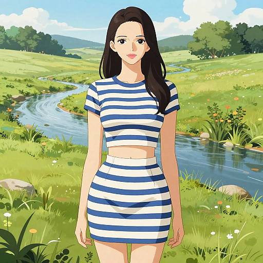 Stylish Woman in Vibrant Meadow